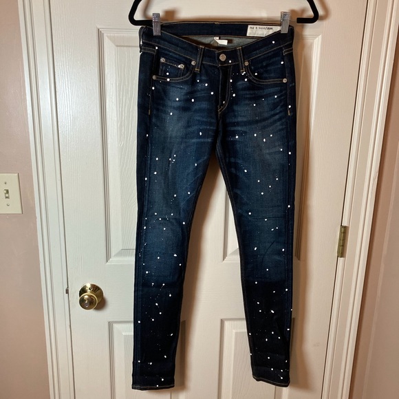 rag & bone | Jeans | Rag Bone Dark Wash Paint Splatter Skinny Jeans 26 ...